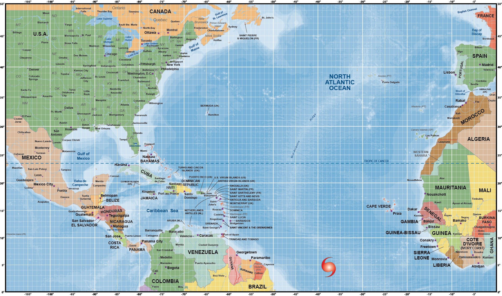 Atlantic Hurricane Tracking Map 