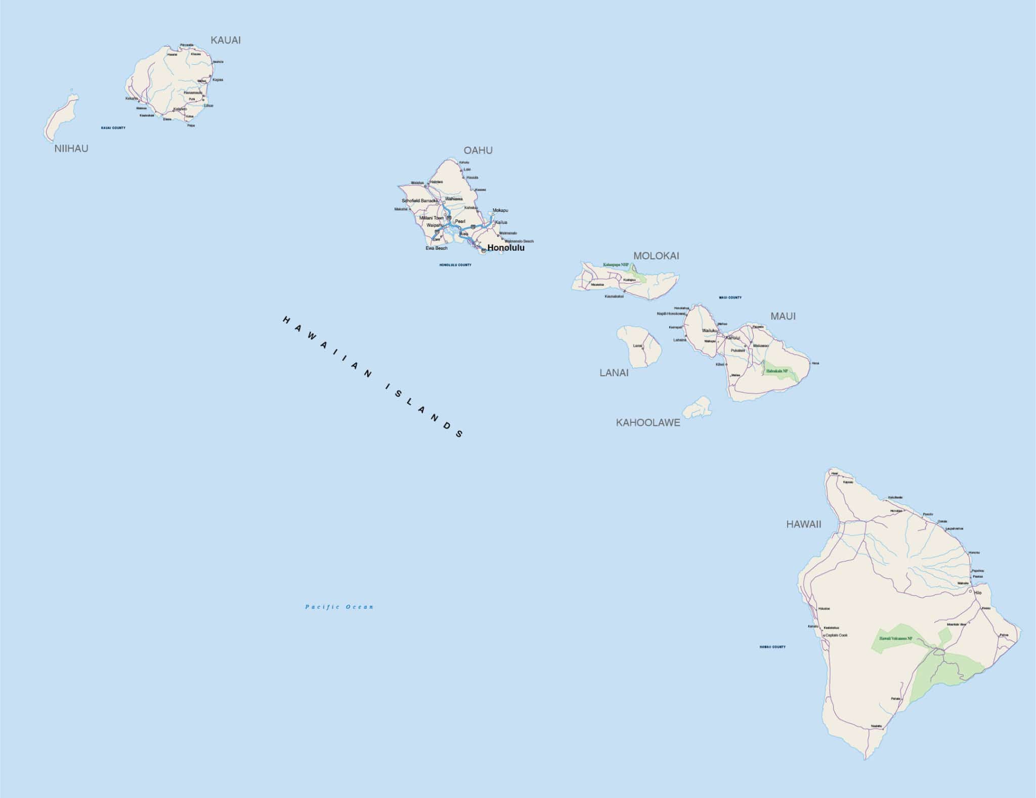 hawaiian islands map