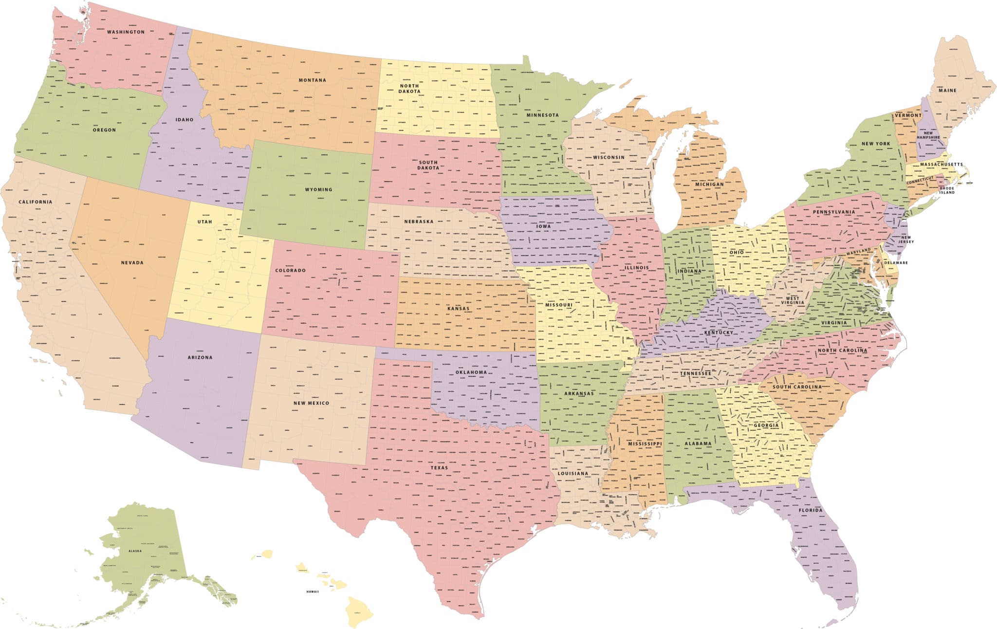 Usa With Counties Map 5F3