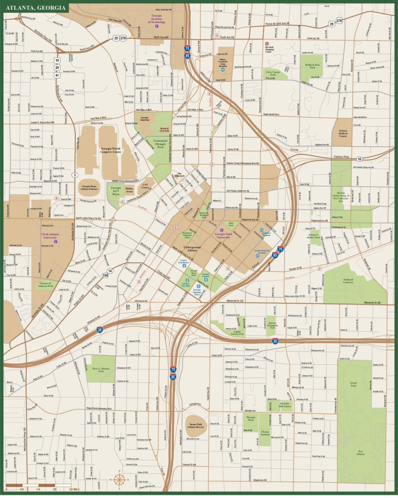Atlanta Downtown Map | Digital Vector | Creative Force