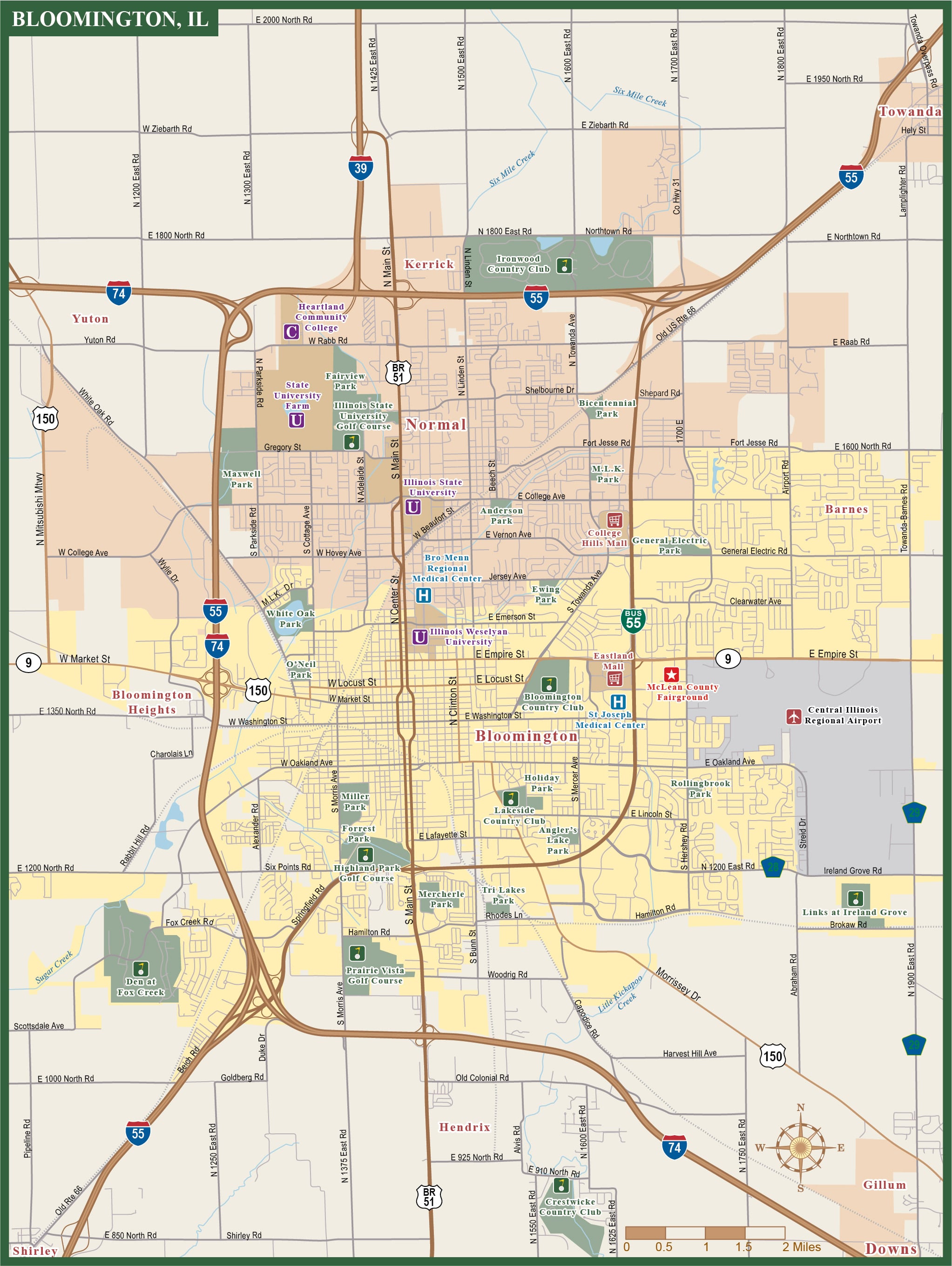 Bloomington Normal Metro With Local Roads Map1 