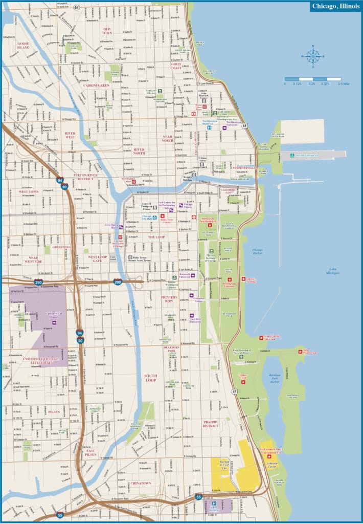 Chicago Downtown Map | Digital Vector | Creative Force