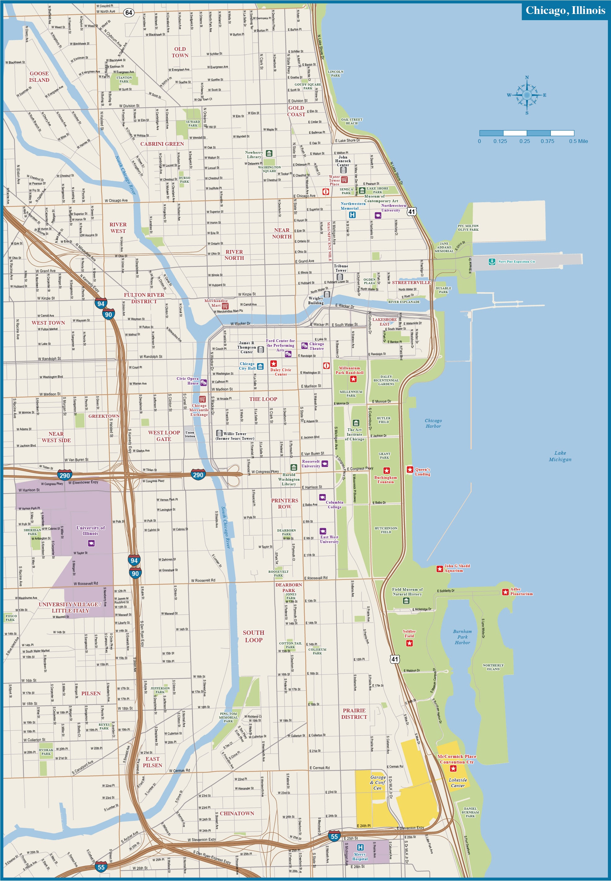 Chicago Street Map Printable