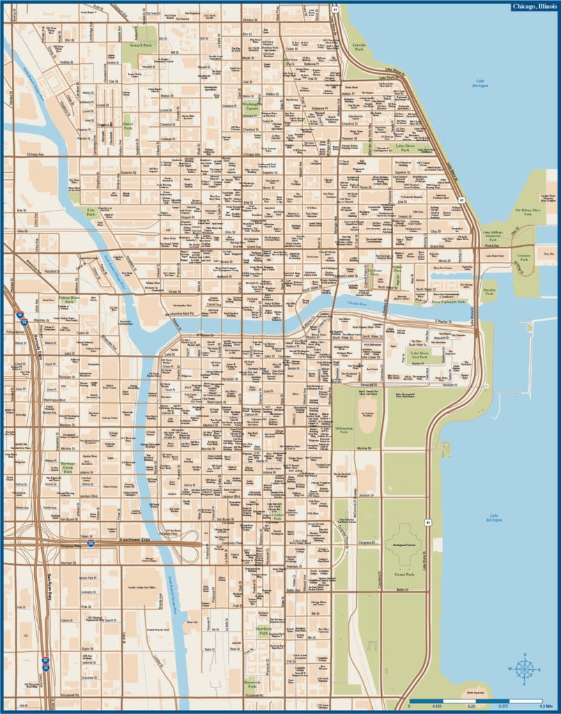 Chicago Downtown With Buildings Map1 805x1024 