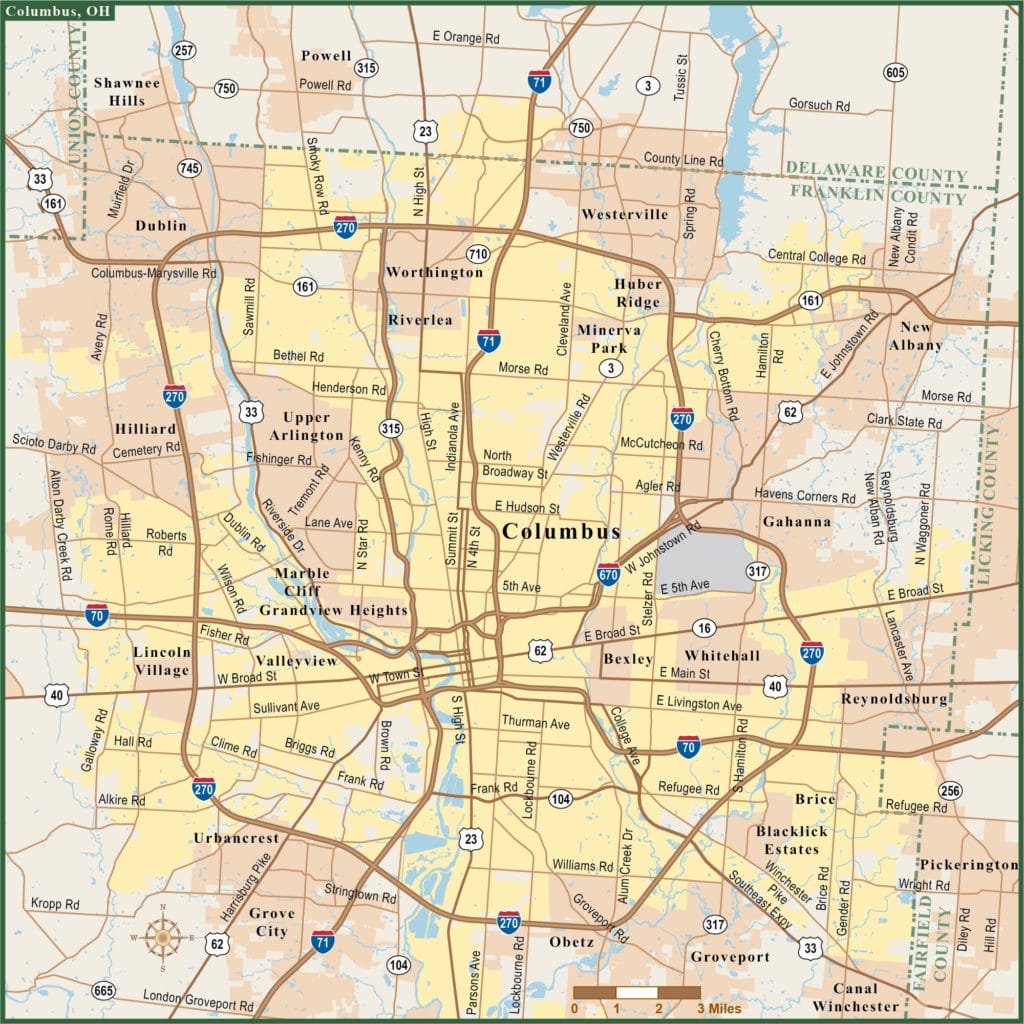 Columbus Downtown Map | Digital Vector | Creative Force