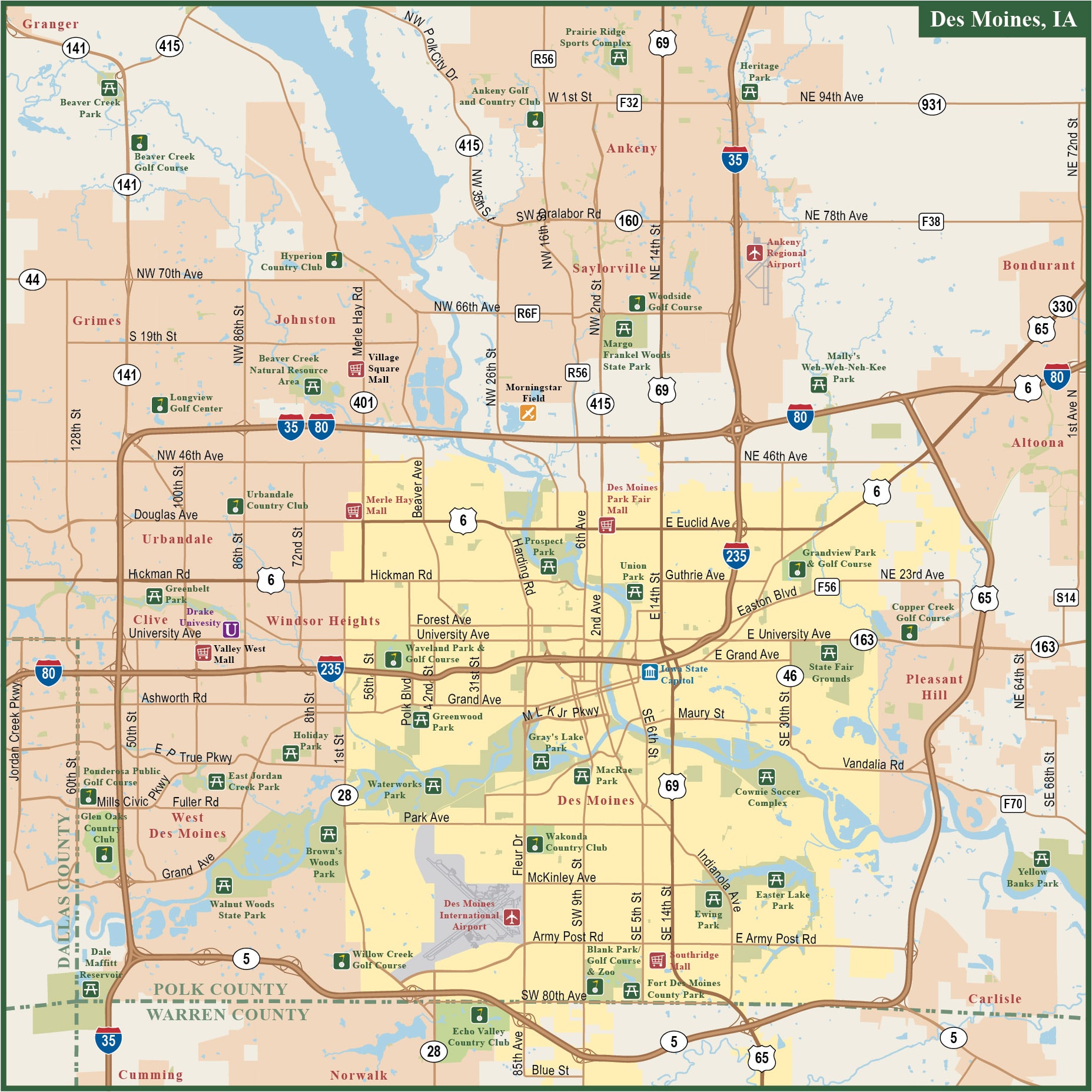 Des Moines Metro Map East Map
