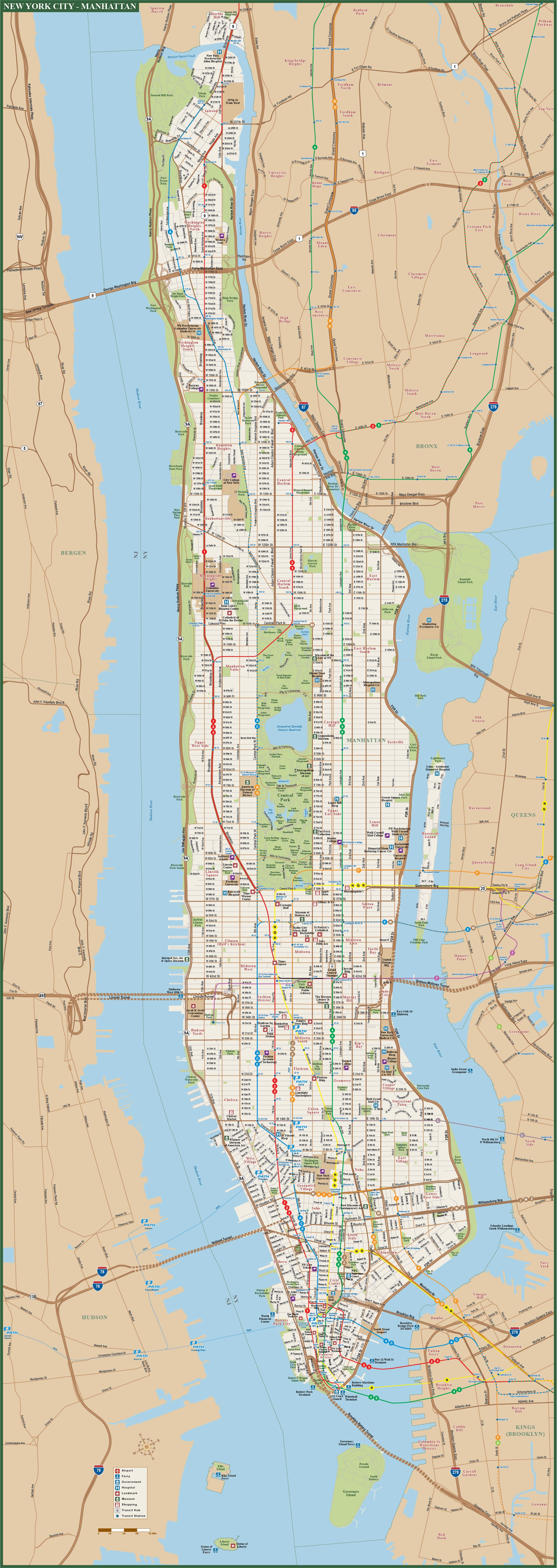 manhattan map with tourist attractions