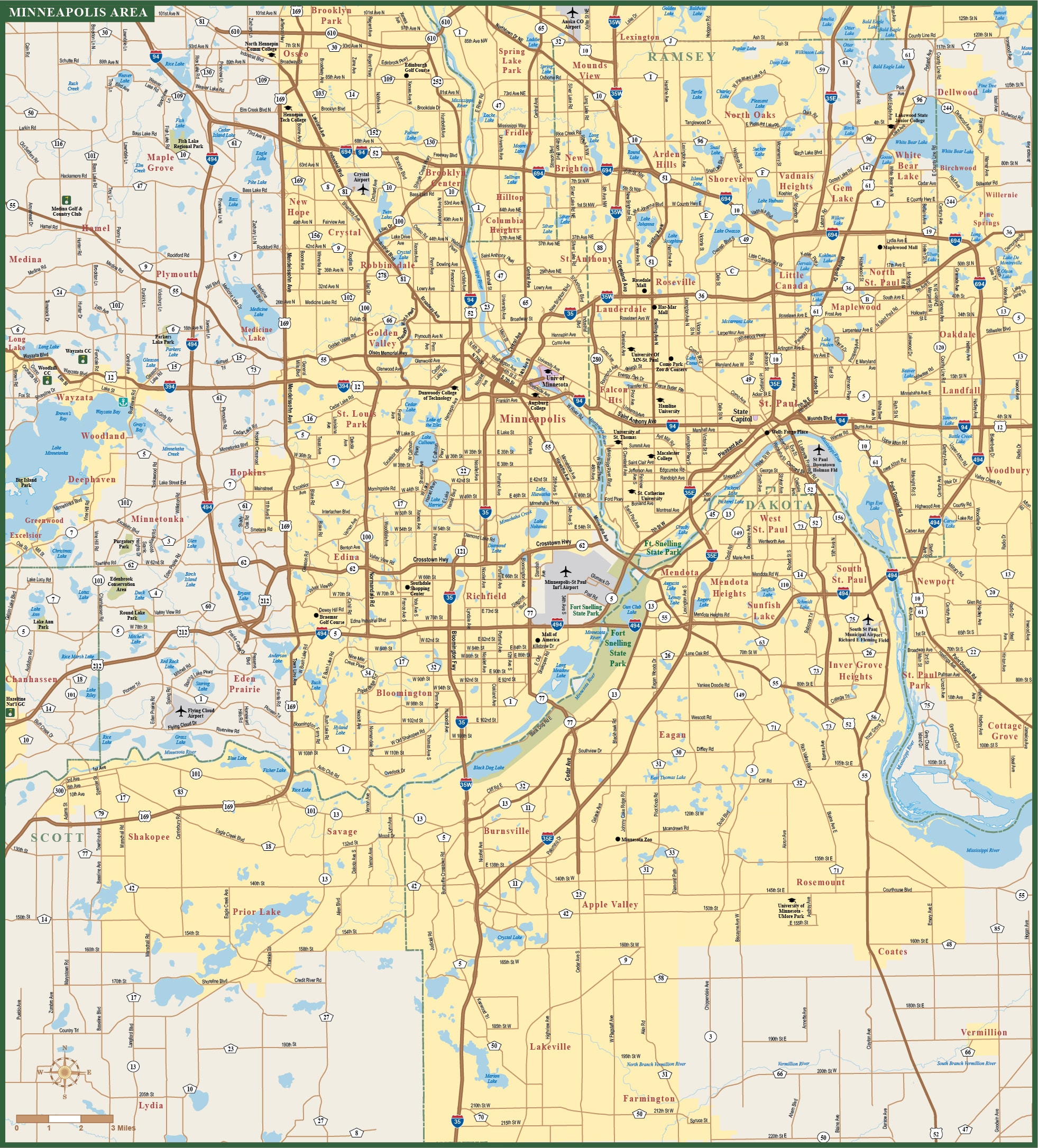 Minneapolis St Paul Metro Map Minneapolis & St Paul Metro Map | Digital| Creative Force