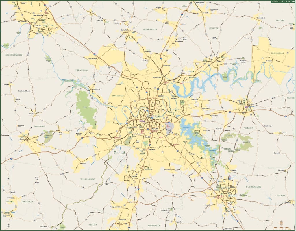 Nashville Downtown Map 