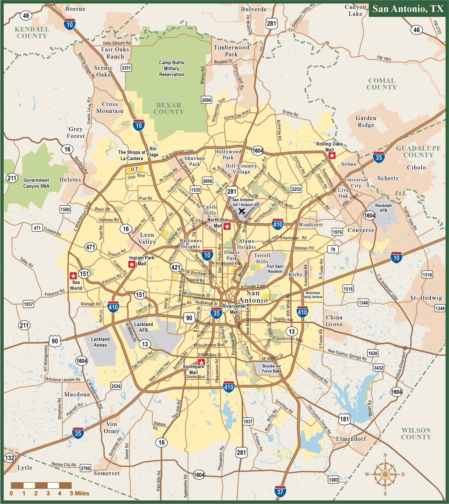 Map Of San Antonio And Surrounding Cities - Issie Leticia