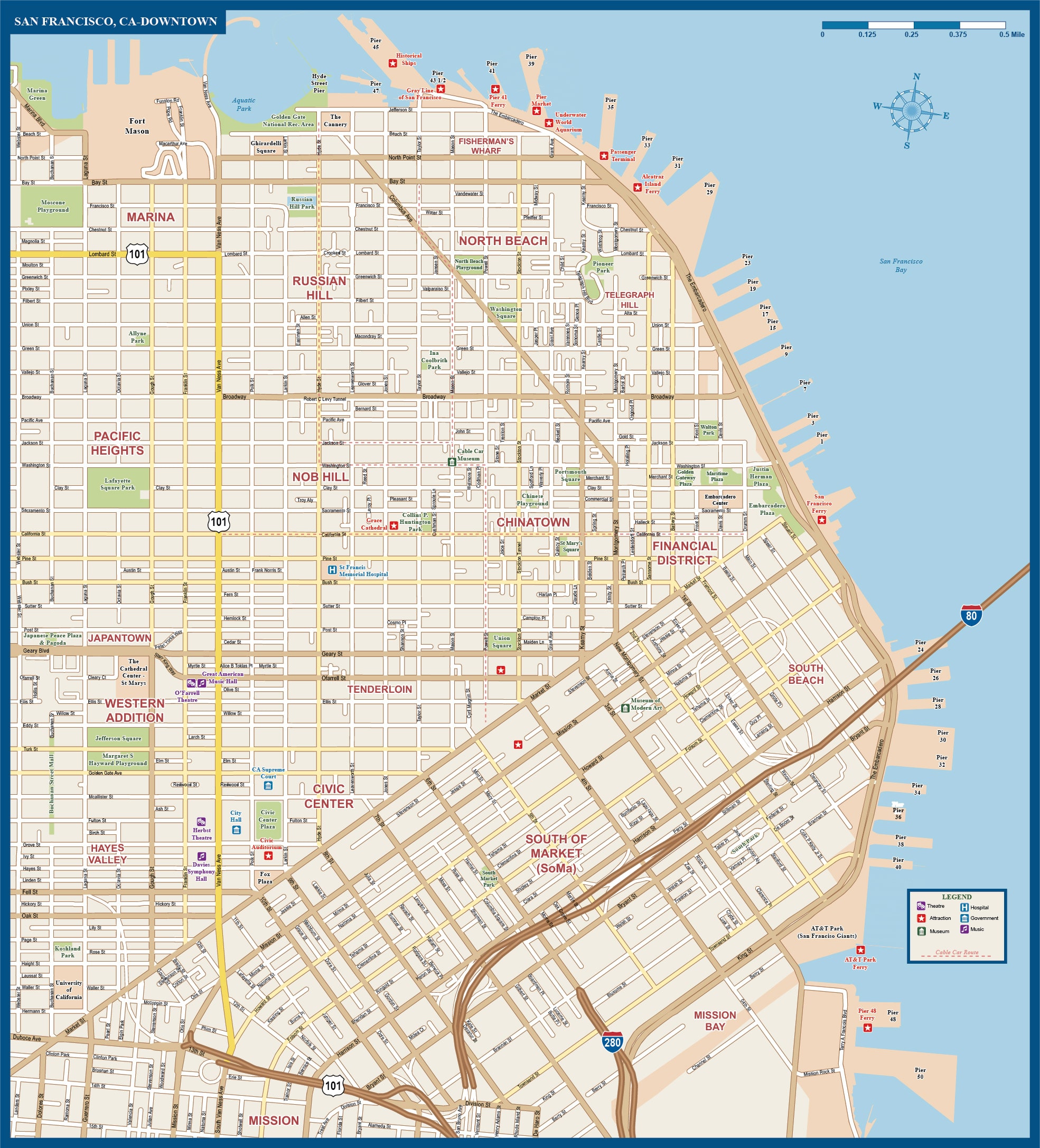 Downtown San Francisco Map Pdf - Map of world