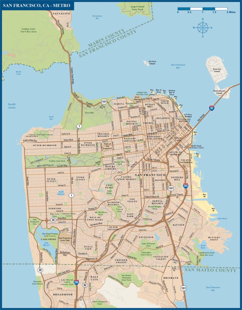 San Francisco Downtown Map Digital Creative Force