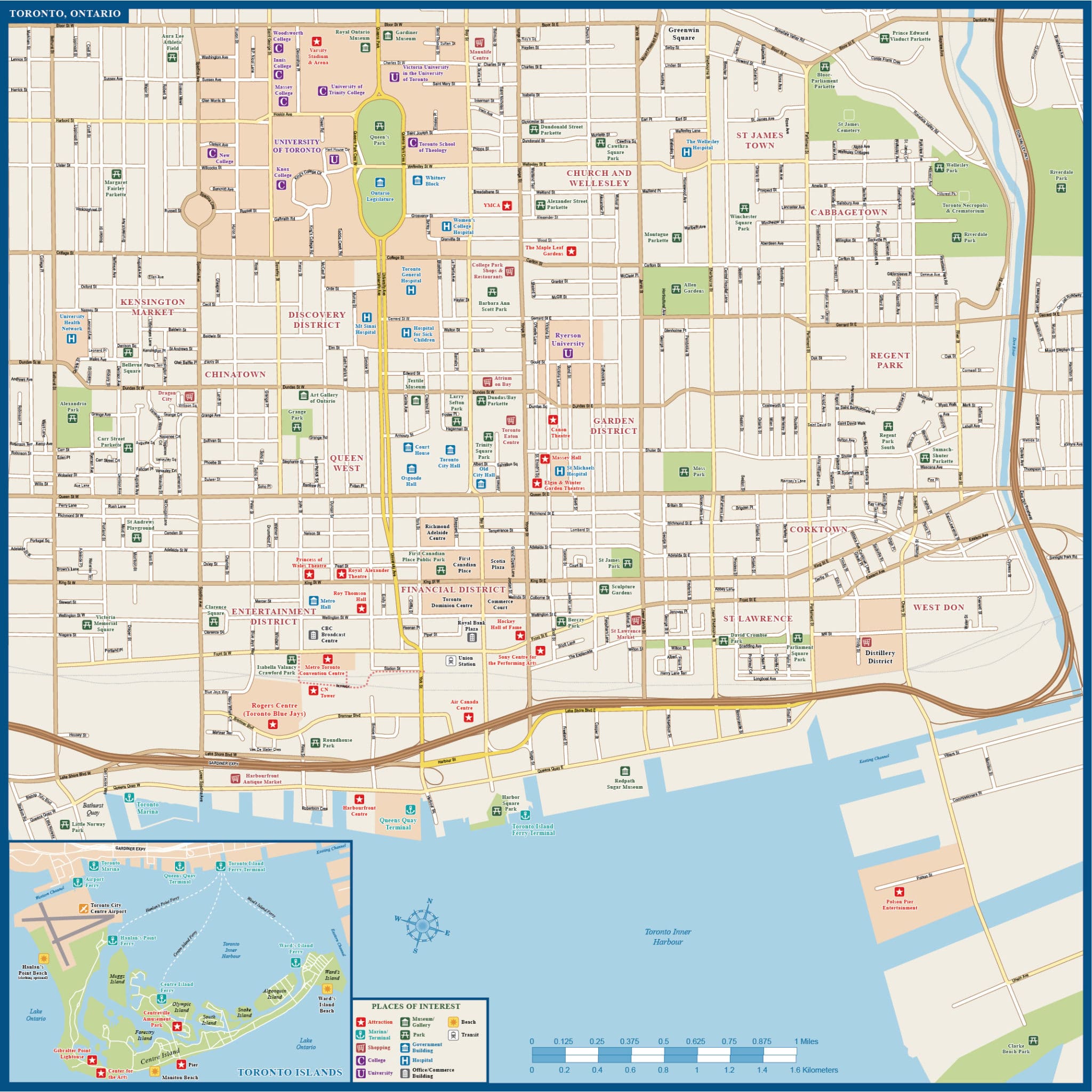 Toronto Downtown With Buildings Map 